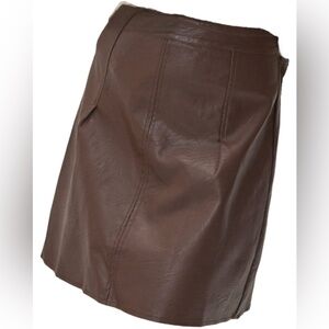 NWT Brave Soul Faux Leather A Line Mini Skirt in Chocolate - Medium